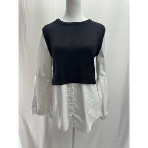 Moth Twofer Black/White Shirt Top S